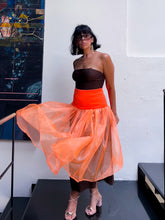 Sheer Tangerine midi Skirt by Battaglia