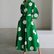 Green polka dots dress