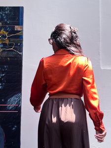 Rust Elegant Satin Blouse.