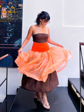 Sheer Tangerine midi Skirt by Battaglia