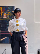 Gold Flower Blouse (White Blouse