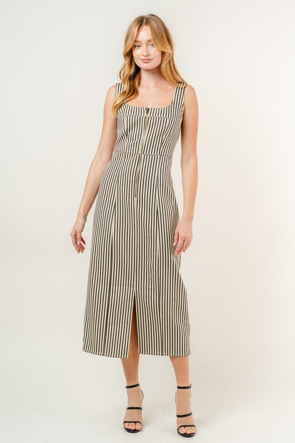 knee length dresses for ladies Ariana Midi Dress (Stripe Dress) – SttiLo boutique