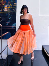 Sheer Tangerine midi Skirt by Battaglia