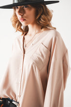 Pocket detail oversized shirt in beige