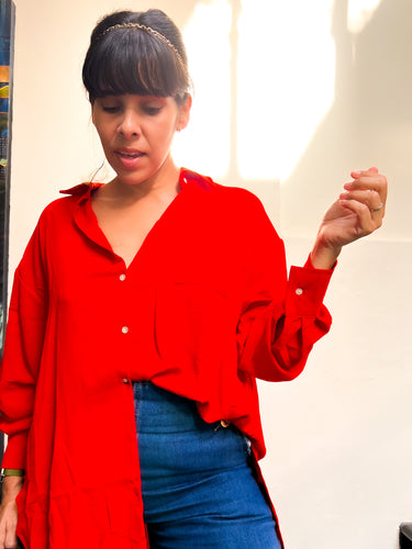 Red Oversize Blouse